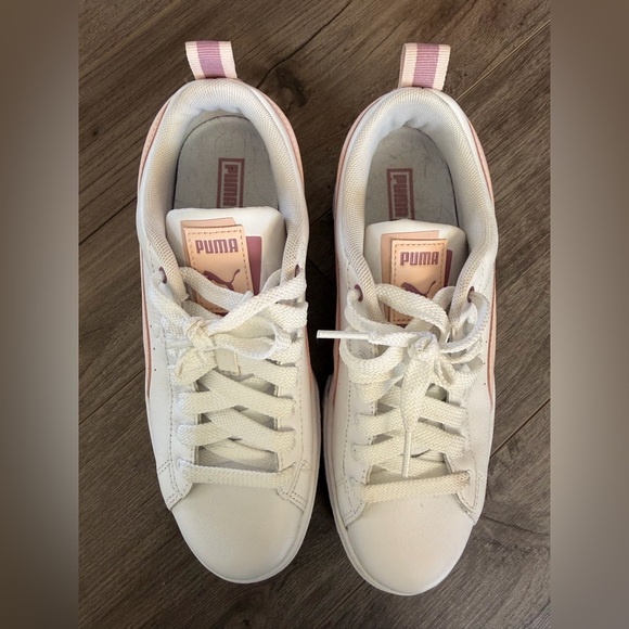 Puma Women's White and Pink Mayze Sneakers - Picture 5 of 6